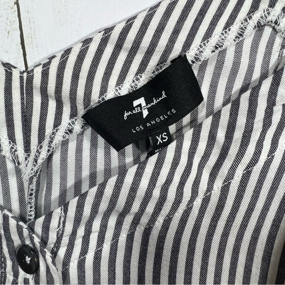 7 For All Mankind | Grey & White Stripe Button Sleeveless Midi Dress | XS - Picture 6 of 10